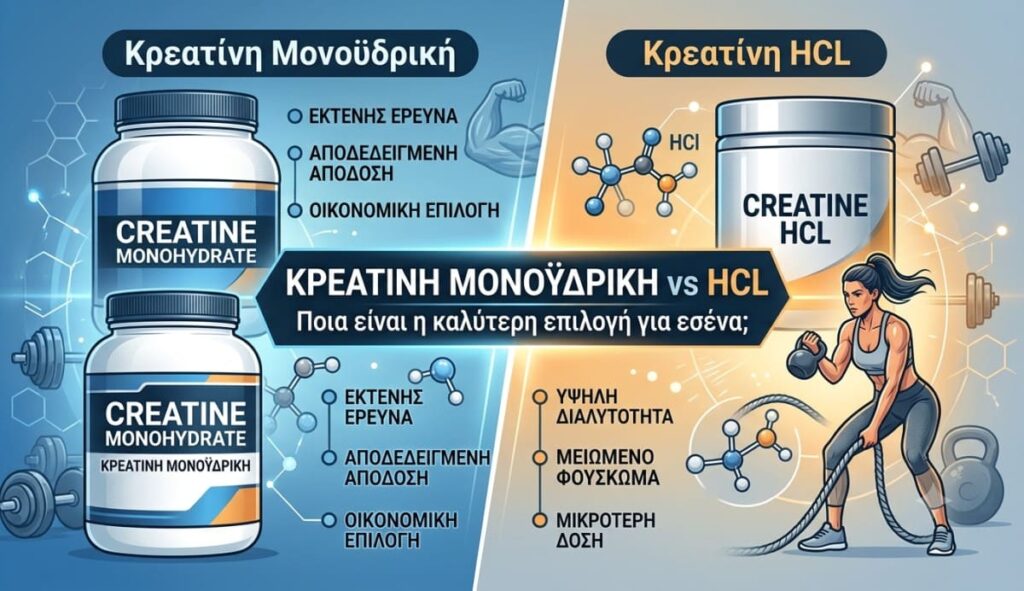 Κρεατίνη HCL vs Μονουδρική: Ποια να Διαλέξεις