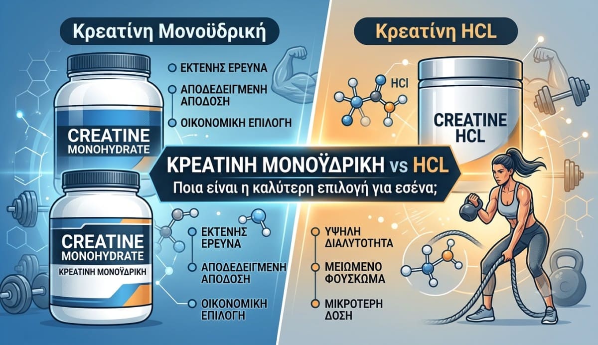 Κρεατίνη HCL vs Μονουδρική: Ποια να Διαλέξεις