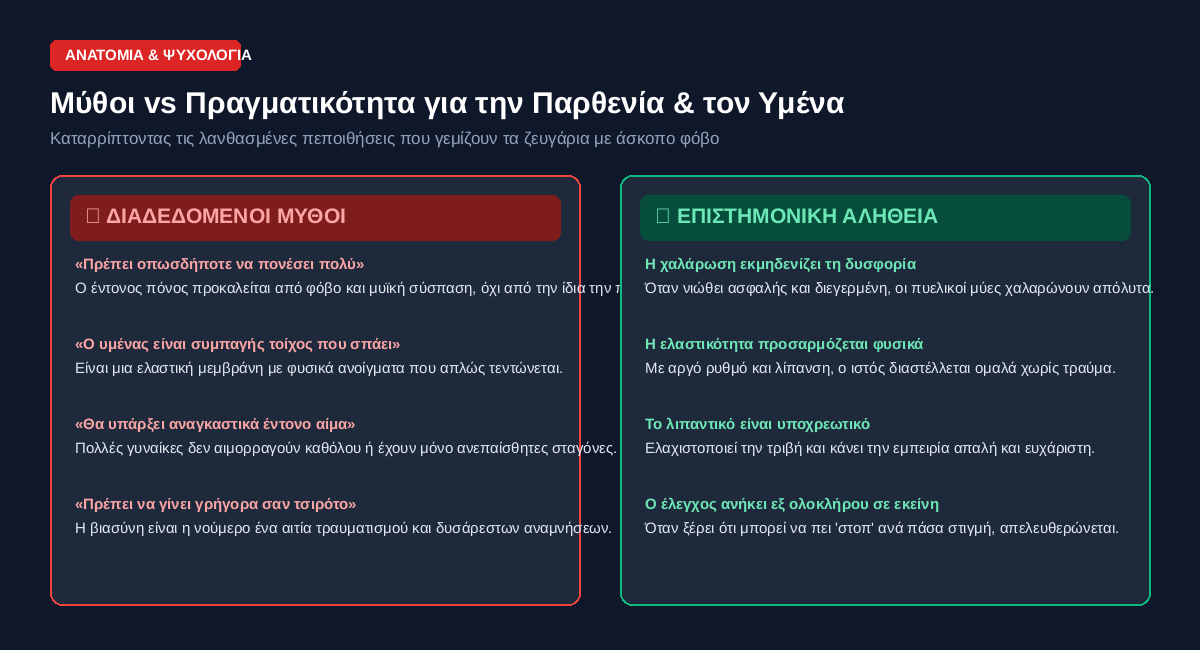 Πώς να Διαχειριστείτε την Πρώτη της Φορά 3 Μύθοι vs Αλήθεια για την Παρθενία
